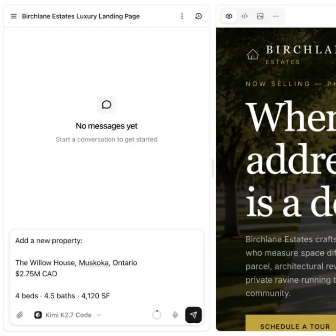 Bunstation builder adding a property listing to the Real Estate website template