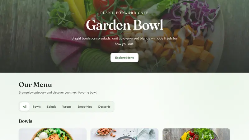 Garden Bowl Template website template preview