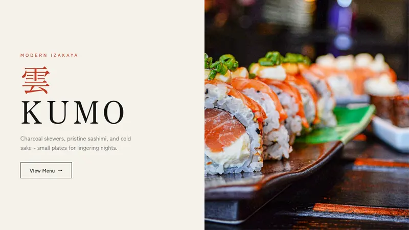 Kumo Menu Template website template preview