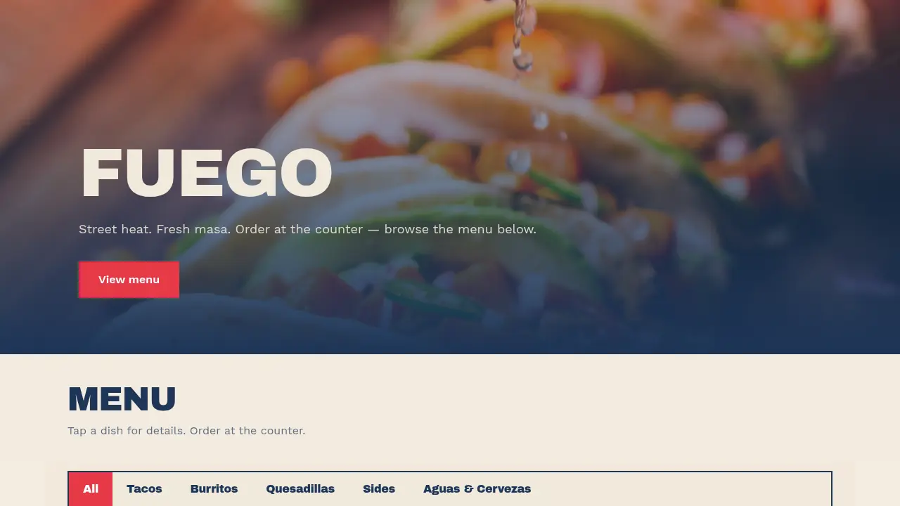 Fuego Restaurant Template website template preview